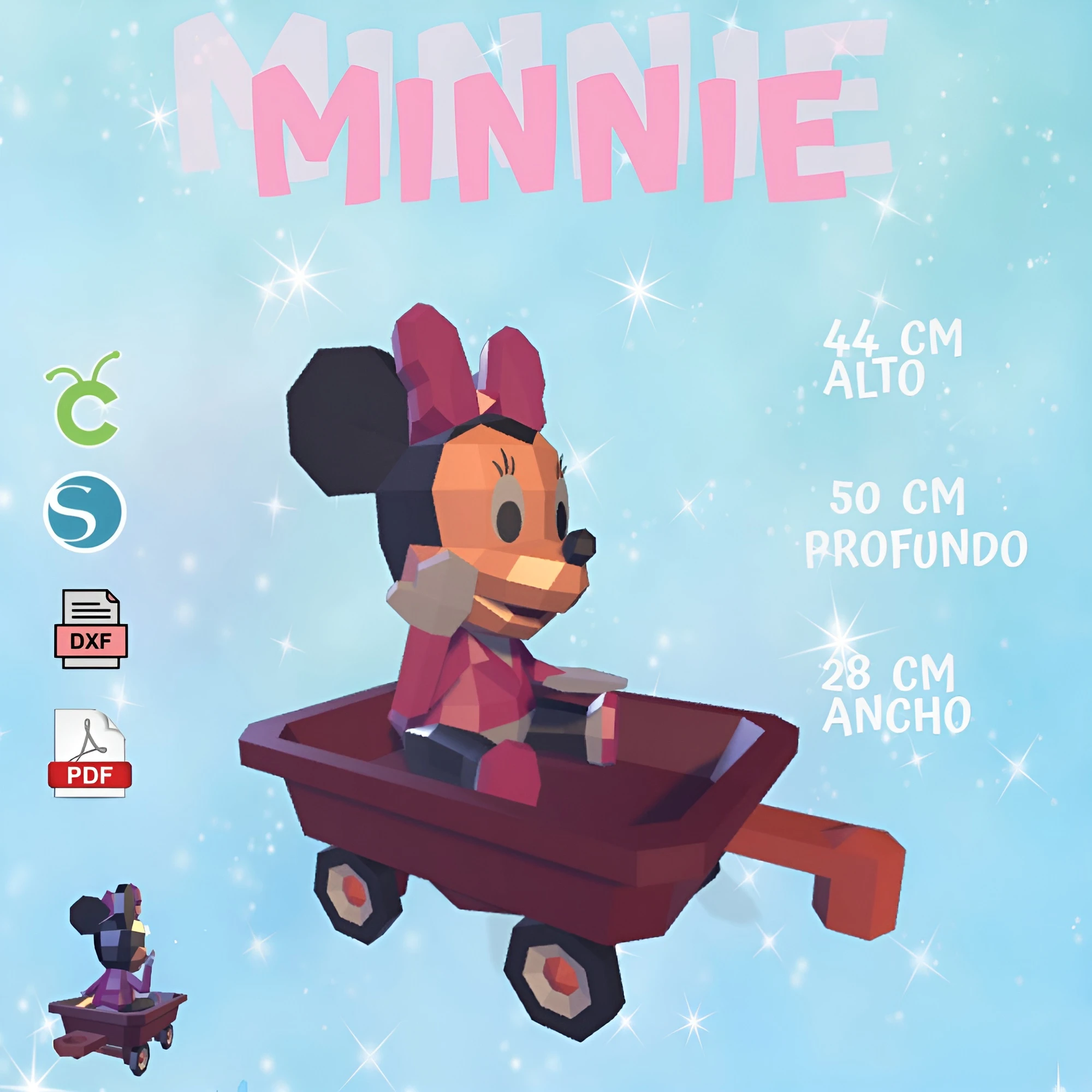 #2 Train Disney: Minnie Baby Low Poly Papercraft