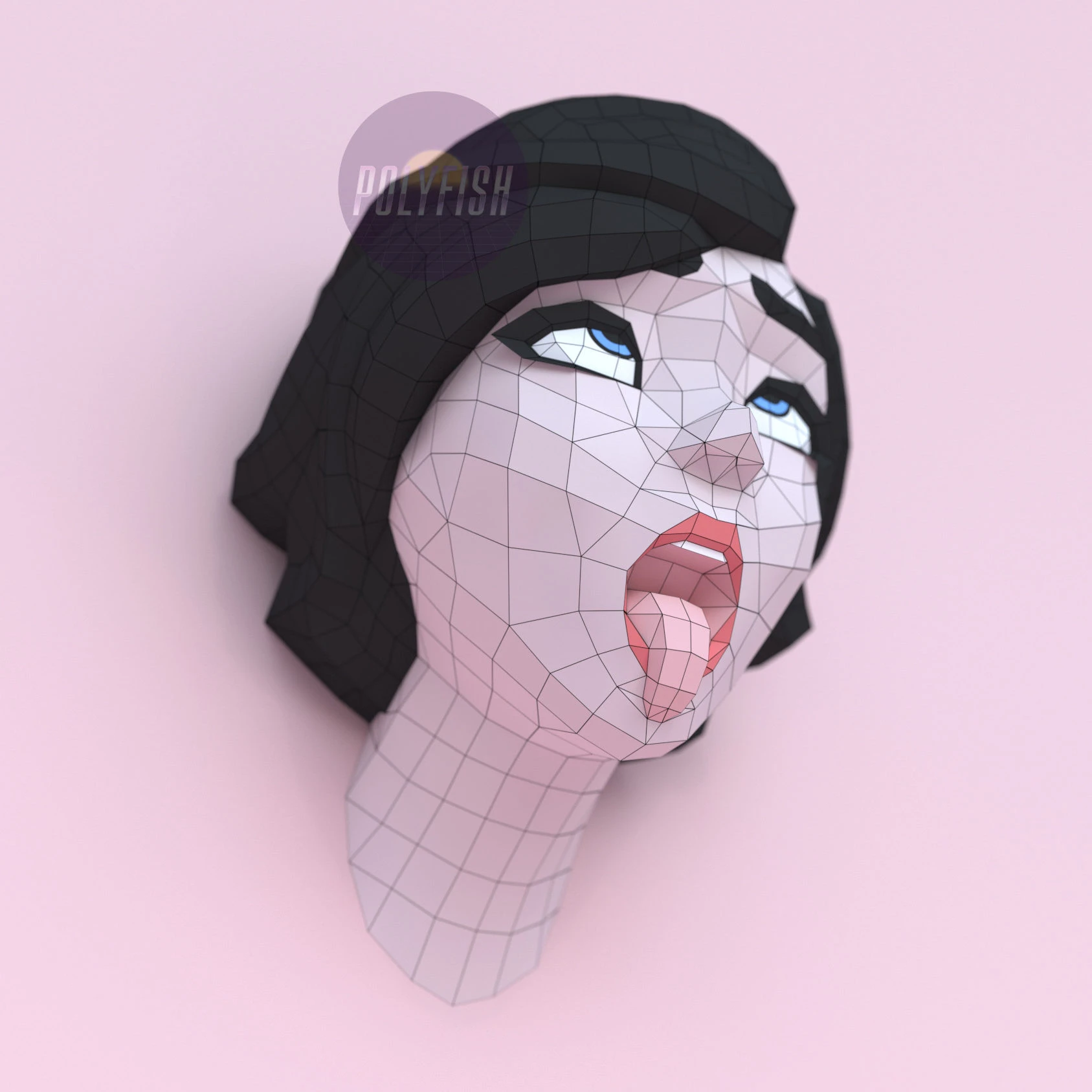 Ahegao Face PDF Template, Low Poly, Paper Sculpture, DIY, Pepakura Pattern, Handmade, Papercraft, Lowpoly, Lowpoly Papercraft