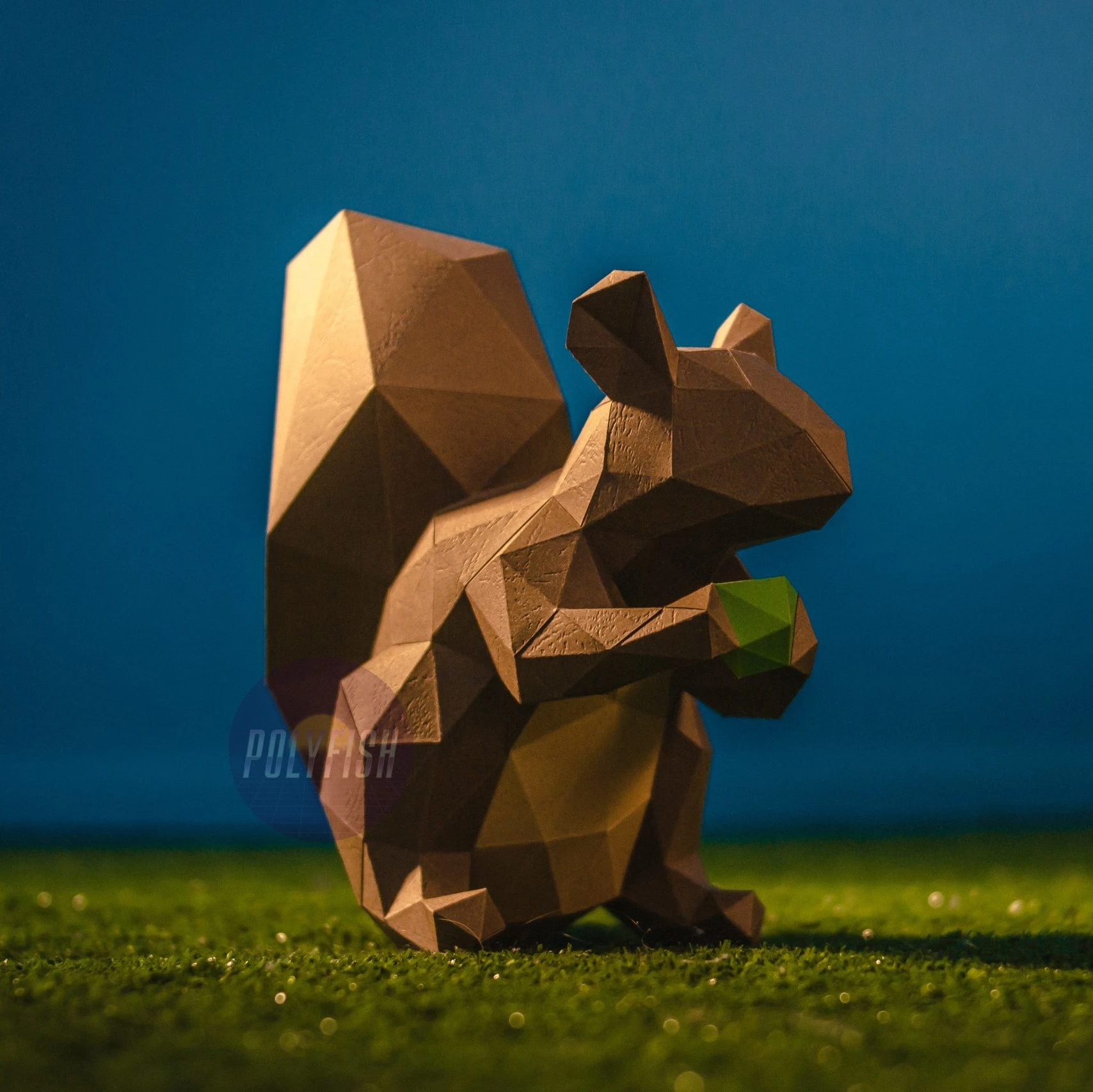 Squirrel Eating Nuts PDF Template, Low Poly, Paper Sculpture, DIY, Pepakura Pattern, Handmade, Papercraft, Lowpoly, Lowpoly Papercraft