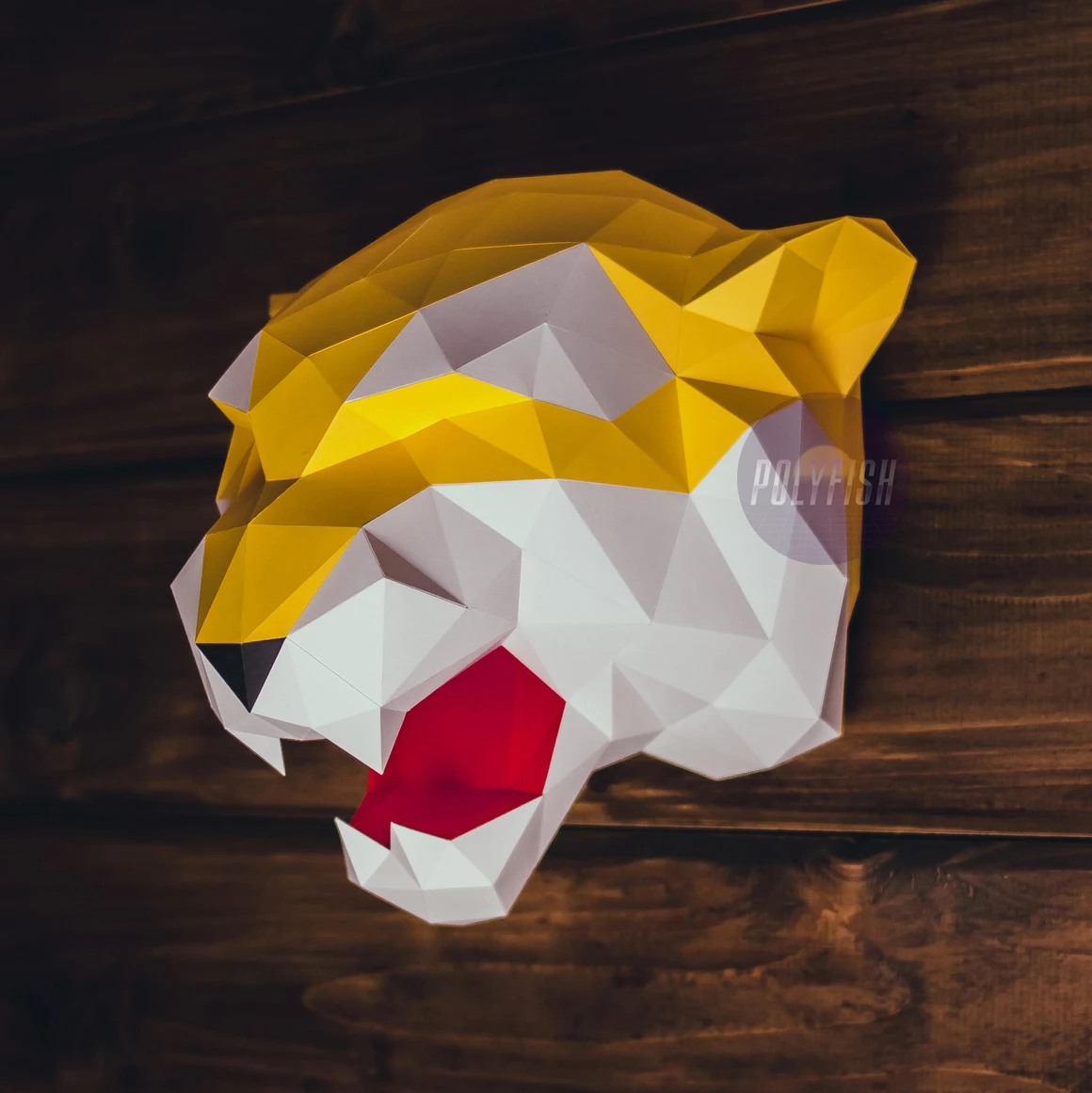 Growling Tiger Trophy PDF Template, Low Poly, Paper Sculpture, DIY, Pepakura Pattern, Handmade, Papercraft, Lowpoly, Lowpoly Papercraft