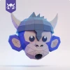 MONO MONKEY, Papercraft, Template, DIY, Paper, Low Poly, Cute, Kawaii, 3D Model, Pdf Low Poly, Kids Toy