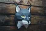 Lynx Head PDF Template, Low Poly, Paper Sculpture, DIY, Pepakura Pattern, Handmade, Papercraft, Lowpoly, Lowpoly Papercraft