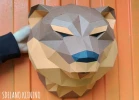 Low Poly Bear Head Papercraft PDF Template - 3D Wall Trophy DIY Kit - Modern Geometric Wildlife Decor