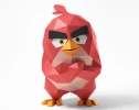 Red Angry Birds A4 PDF Template, 3D Paper Art, Low poly, Polygonal Paper Craft