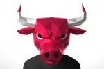 Chicago Bull Mask, PDF Template, Polygonal Paper Art, Paper craft pdf, Papermask Low poly, 3d mask, Costume diy, Origami, PDF