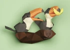 Toucans Papercraft Low Poly Decoration, PDF Template, DIY Paper 3D CumulusCraft