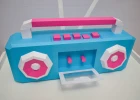 Low Poly Boombox Papercraft Template | DIY 3D Retro Cassette Player Sculpture | 80s Vibe & Music Decor