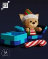 ELF TEDDY BOX, bear, Papercraft, Template, DIY, Paper, Low Poly, Holiday, 3D Model, Pdf Low Poply, december, merry, Xmas, Santa