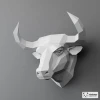 Bull Papercraft, 3D Paper Craft Bull, DIY Bull Head, Low Poly Papercraft