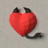 Devil Heart 3D Wall Decor Low poly Papercraft, DIY, PDF
