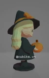 Cute Witch Papercraft Template | Halloween Low Poly 3D Paper Model Download