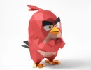 Red Angry Birds A4 PDF Template, 3D Paper Art, Low poly, Polygonal Paper Craft