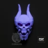 Skull with Horns Papercraft Low Poly Decoration, PDF Template, DIY Paper 3D CumulusCraft