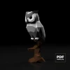 Owl on the branch Papercraft Low Poly Decoration, PDF Template, DIY Paper 3D CumulusCraft