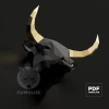 Bull Head Papercraft Low Poly Decoration, PDF Template, DIY Paper 3D CumulusCraft