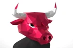 Chicago Bull Mask, PDF Template, Polygonal Paper Art, Paper craft pdf, Papermask Low poly, 3d mask, Costume diy, Origami, PDF