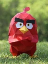 Red Angry Birds A4 PDF Template, 3D Paper Art, Low poly, Polygonal Paper Craft