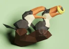 Toucans Papercraft Low Poly Decoration, PDF Template, DIY Paper 3D CumulusCraft