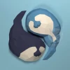 Yin Yang Seals Papercraft Low Poly Decoration, PDF Template, DIY Paper 3D CumulusCraft