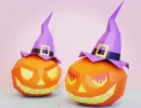 Pumpkin and Hat, Halloween, Papercraft, Home decoration, 3D, puzzle, DIY, Calabaza, Paper Sculpture, Low Poly, pumpkin.