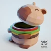 CAPYBURGER, Papercraft, Template, DIY, Paper, Low Poly, Cute, Kawaii, 3D Model, Pdf Low Poply, Kids Toy