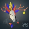 SKULL DEER MASK, Papercraft, Template, DIY, Paper, Low Poly, Holiday, 3D Model, Pdf Low Poply, October, Carnival, Halloween