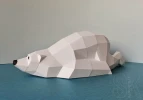 Sleeping Bear Papercraft PDF Template - Low Poly 3D Animal Model - Cozy Nursery Decor - Digital Download