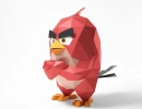 Red Angry Birds A4 PDF Template, 3D Paper Art, Low poly, Polygonal Paper Craft