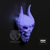 Skull with Horns Papercraft Low Poly Decoration, PDF Template, DIY Paper 3D CumulusCraft