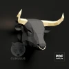 Bull Head Papercraft Low Poly Decoration, PDF Template, DIY Paper 3D CumulusCraft