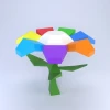 Low Poly Seven-Color Wishing Flower Papercraft Template | DIY 3D Geometric Rainbow Plant Sculpture | Magical Decor