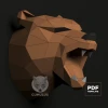 Bear Head Papercraft Low Poly Decoration, PDF Template, DIY Paper 3D CumulusCraft