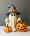 Little Ghost Papercraft Template | DIY 3D Wizard Hat Ghost Model | Halloween Decor with Pumpkins | Cute Printable Digital Gift