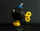 Bob-omb, DIY, Papercraft, PDF, Low Poly, 3D model, Craft, Paper, Mario, Retro Game, Nes, Snes, GBA, Gb, Room Decor