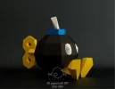 Bob-omb, DIY, Papercraft, PDF, Low Poly, 3D model, Craft, Paper, Mario, Retro Game, Nes, Snes, GBA, Gb, Room Decor