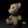 Teddy Bear Papercraft Low Poly Decoration, PDF Template, DIY Paper 3D CumulusCraft