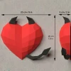 Devil Heart 3D Wall Decor Low poly Papercraft, DIY, PDF