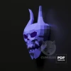 Skull with Horns Papercraft Low Poly Decoration, PDF Template, DIY Paper 3D CumulusCraft