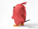 Red Angry Birds A4 PDF Template, 3D Paper Art, Low poly, Polygonal Paper Craft