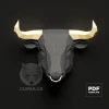 Bull Head Papercraft Low Poly Decoration, PDF Template, DIY Paper 3D CumulusCraft