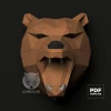 Bear Head Papercraft Low Poly Decoration, PDF Template, DIY Paper 3D CumulusCraft