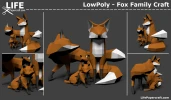 Fox Alpha - Family Fox Low Poly Papercraft, DIY 3D Paper Model for Creative Home Decoration