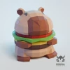 CAPYBURGER, Papercraft, Template, DIY, Paper, Low Poly, Cute, Kawaii, 3D Model, Pdf Low Poply, Kids Toy