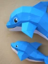 Dolphin 3d Paper craftPDF, papercraft fish, mom and baby dolphin model 3d low poly papercraft DIY origami decoration pepakura