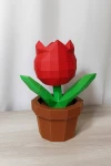 Cute Flower Tulip Low Poly Papercraft