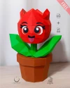 Cute Flower Tulip Low Poly Papercraft