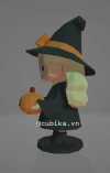 Cute Witch Papercraft Template | Halloween Low Poly 3D Paper Model Download