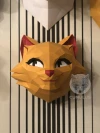 Cat Head Papercraft Low Poly Decoration, PDF Template, DIY Paper 3D CumulusCraft