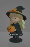 Cute Witch Papercraft Template | Halloween Low Poly 3D Paper Model Download