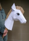 Low Poly Hobby Horse Papercraft Template | DIY 3D Stick Horse Toy Sculpture | Nursery Decor & Playroom Art